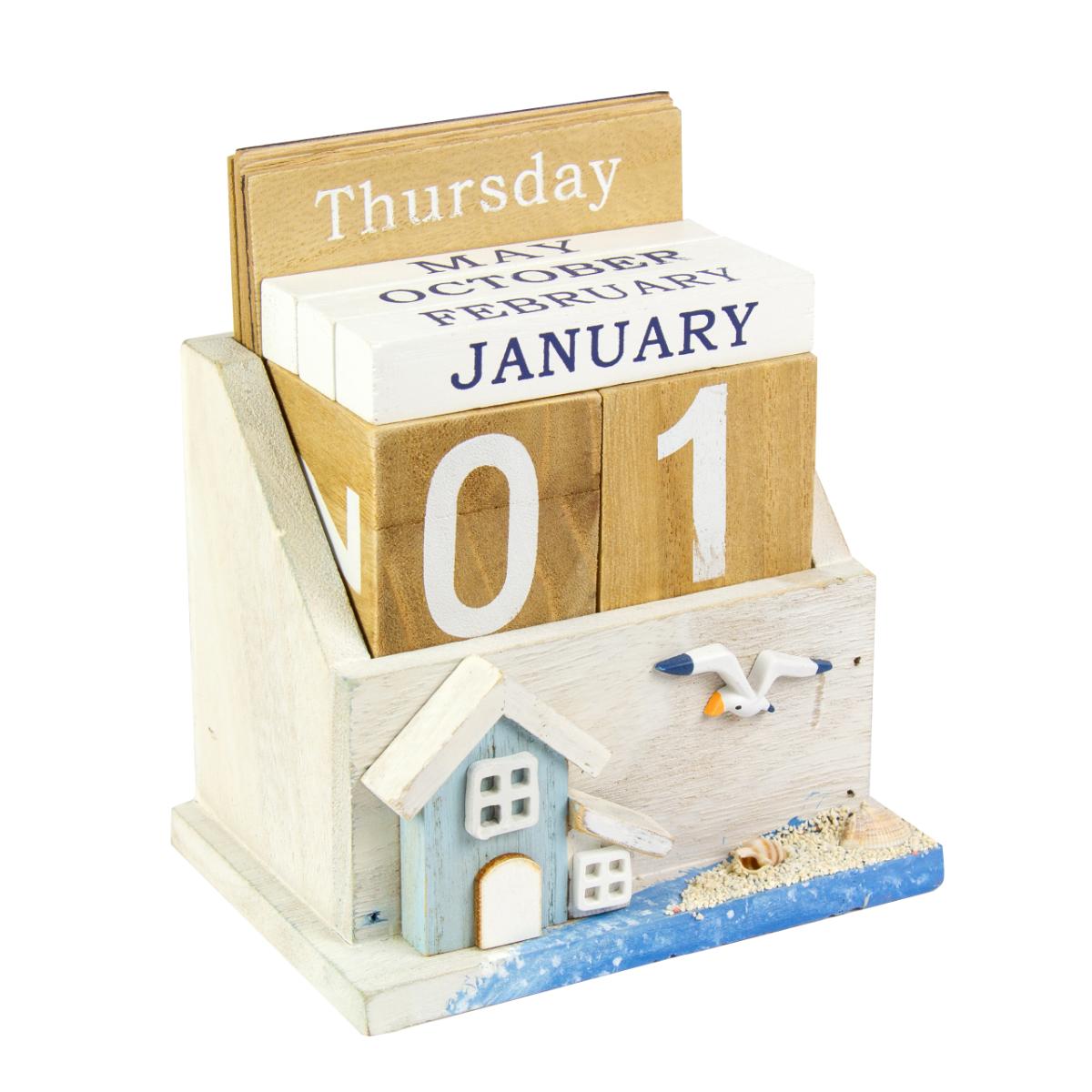 Coastal Wooden Block Calendar