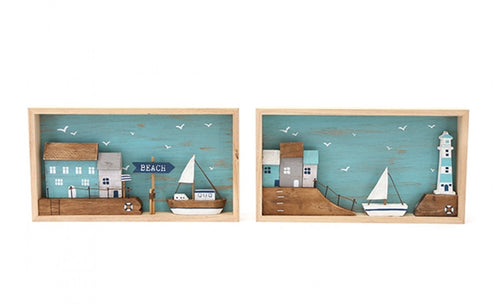 3D Wooden Seaside Scene Plaques