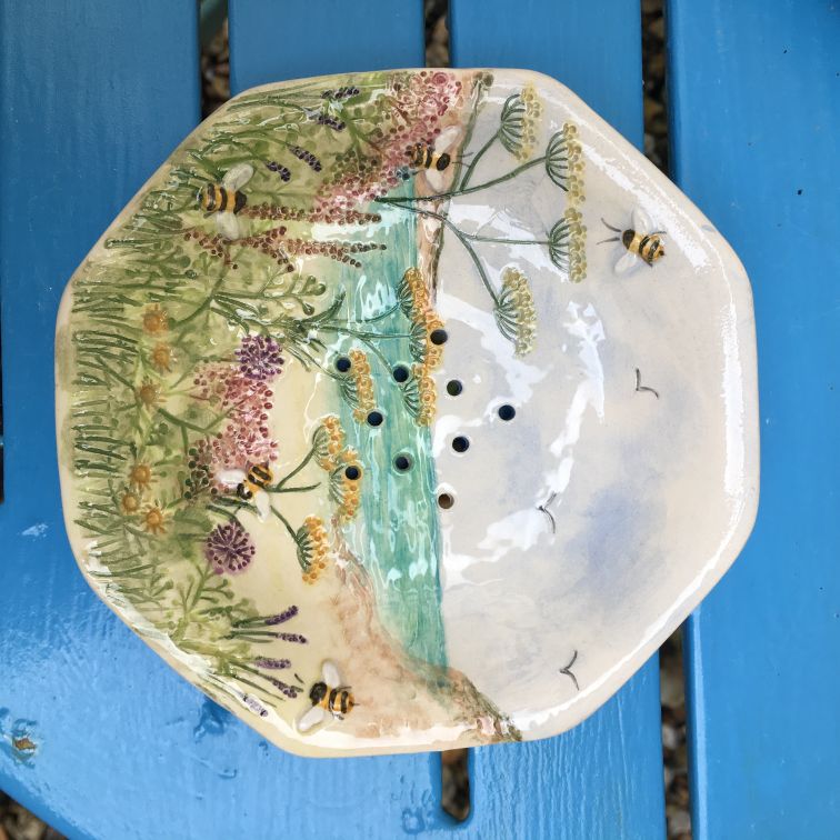 Large Octagonal Sea, Bee & Meadow Soap Dishes