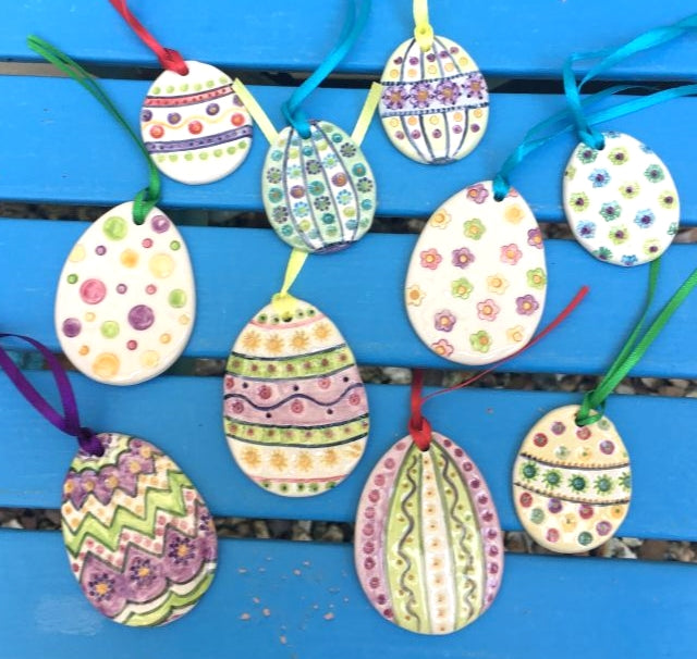 Ribboned Ceramic Easter Eggs & Chicks