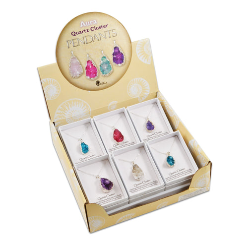 Aura Quartz Cluster Pendants