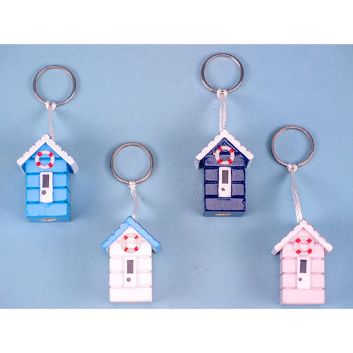 Wooden Beach Hut Keyrings