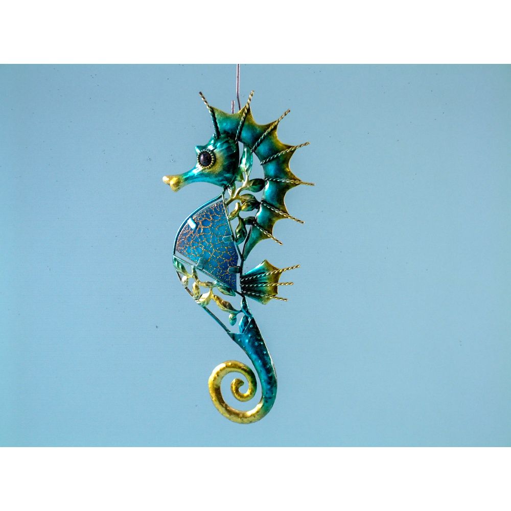 Metal & Glass Seahorse Wall Decor