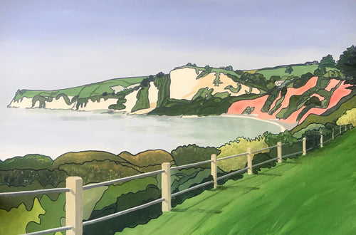 Seaton Towards Beer Cliffs - Annabel Glassby Prints