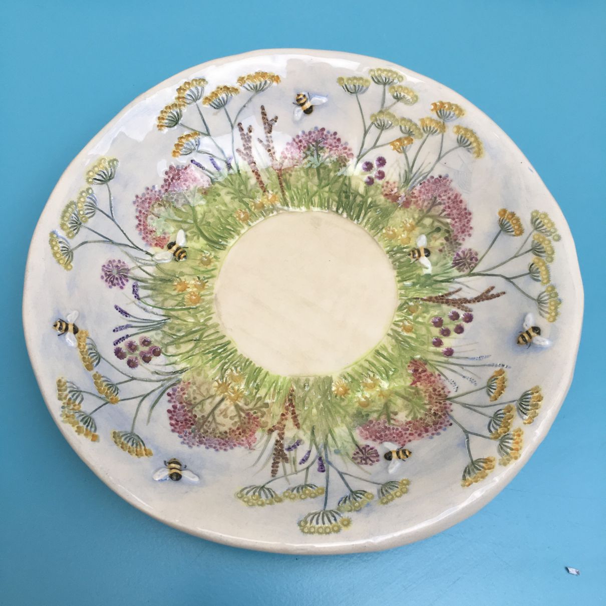 Round Meadow & Bee Candle Dishes
