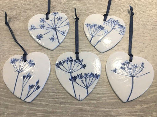 Blue Shed Ceramics Heart Shaped Porcelain Decorations