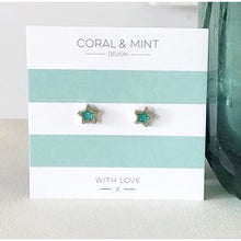 Coral & Mint Stud Earrings