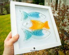 Glass Relief Fused Glass Frame - 3 Fishes