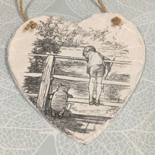 Hand Decoupaged Slate Hearts - Made by V