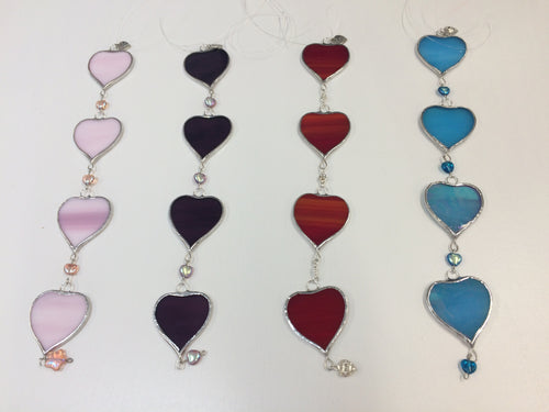 Devon Glass Studio String of 4 Hearts